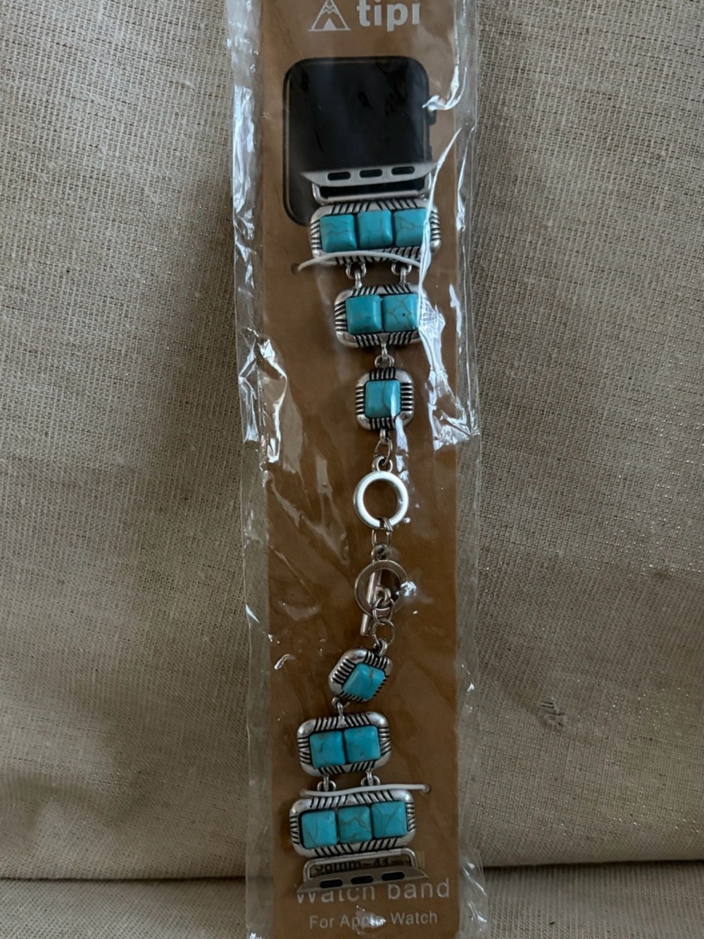Turquoise Silver Link Apple Watch Band 38mm - Blue